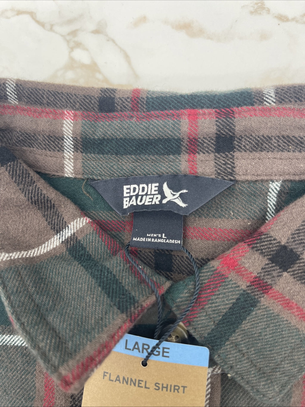 Eddie Bauer Men's 100% Cotton Easy Care Warm Brushed Twill Flannel Shirt Size L