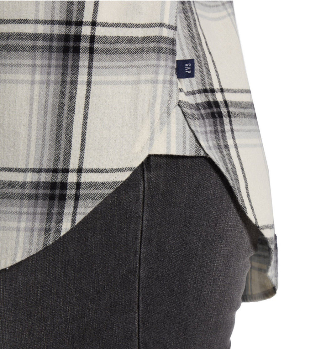 Gap Women's Soft Long Sleeve Hi-Low Hem Relaxed Fit Flannel Size XS