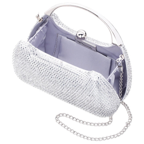 BRANDO  SILVER CRYSTAL MINAUDIERE WITH METAL HANDLE