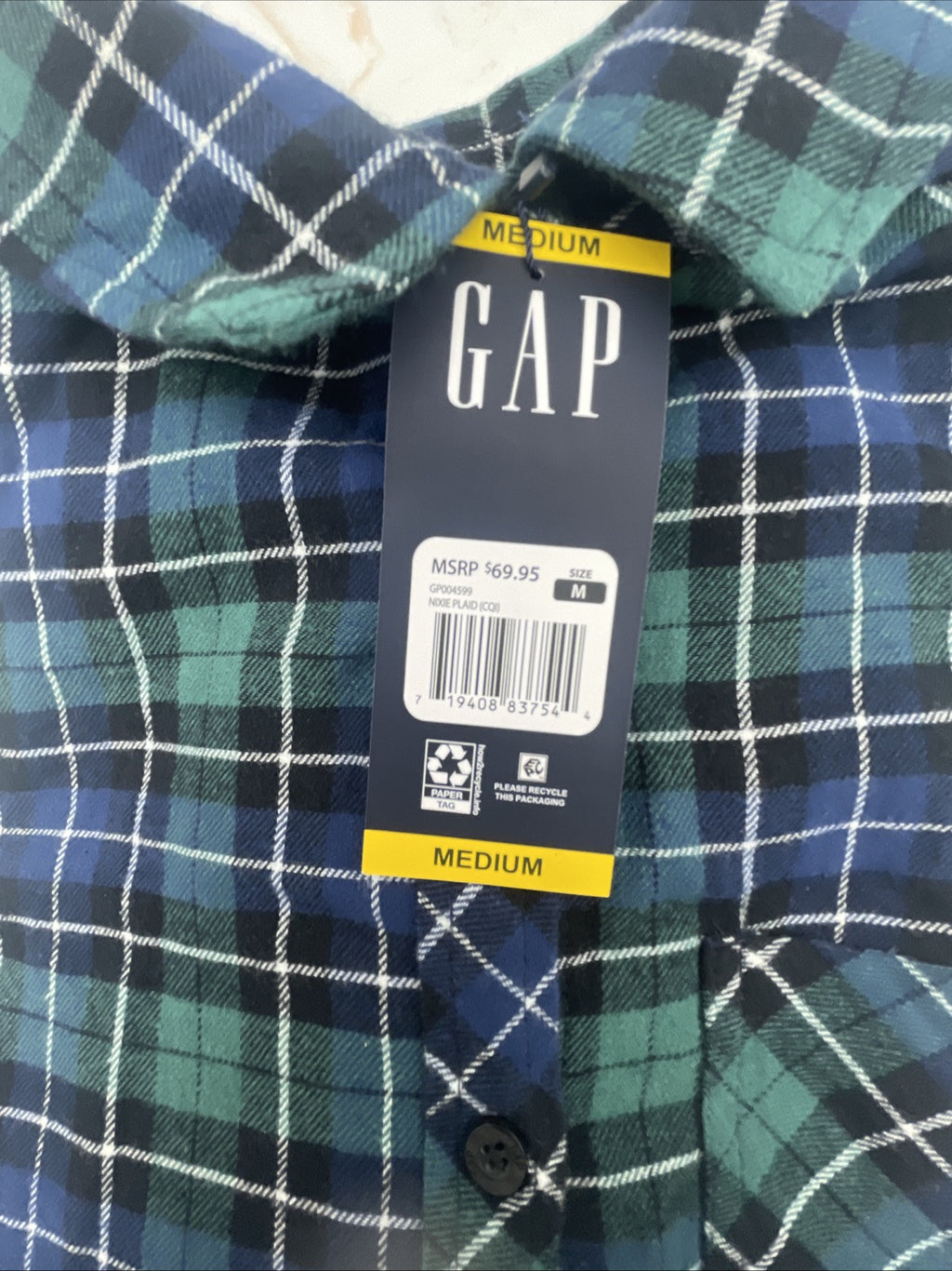 Gap Women's Soft Long Sleeve Hi-Low Hem Relaxed Fit Flannel Size M