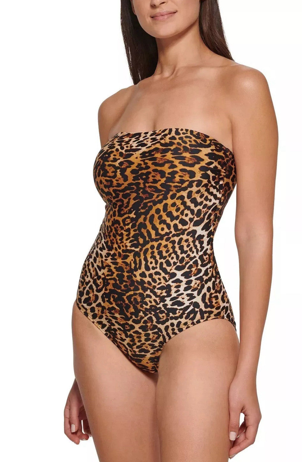 Calvin Klein JAGUAR Print Strapless Tummy-Control One-Piece Swimsuit, US 14