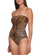 Calvin Klein JAGUAR Print Strapless Tummy-Control One-Piece Swimsuit, US 14