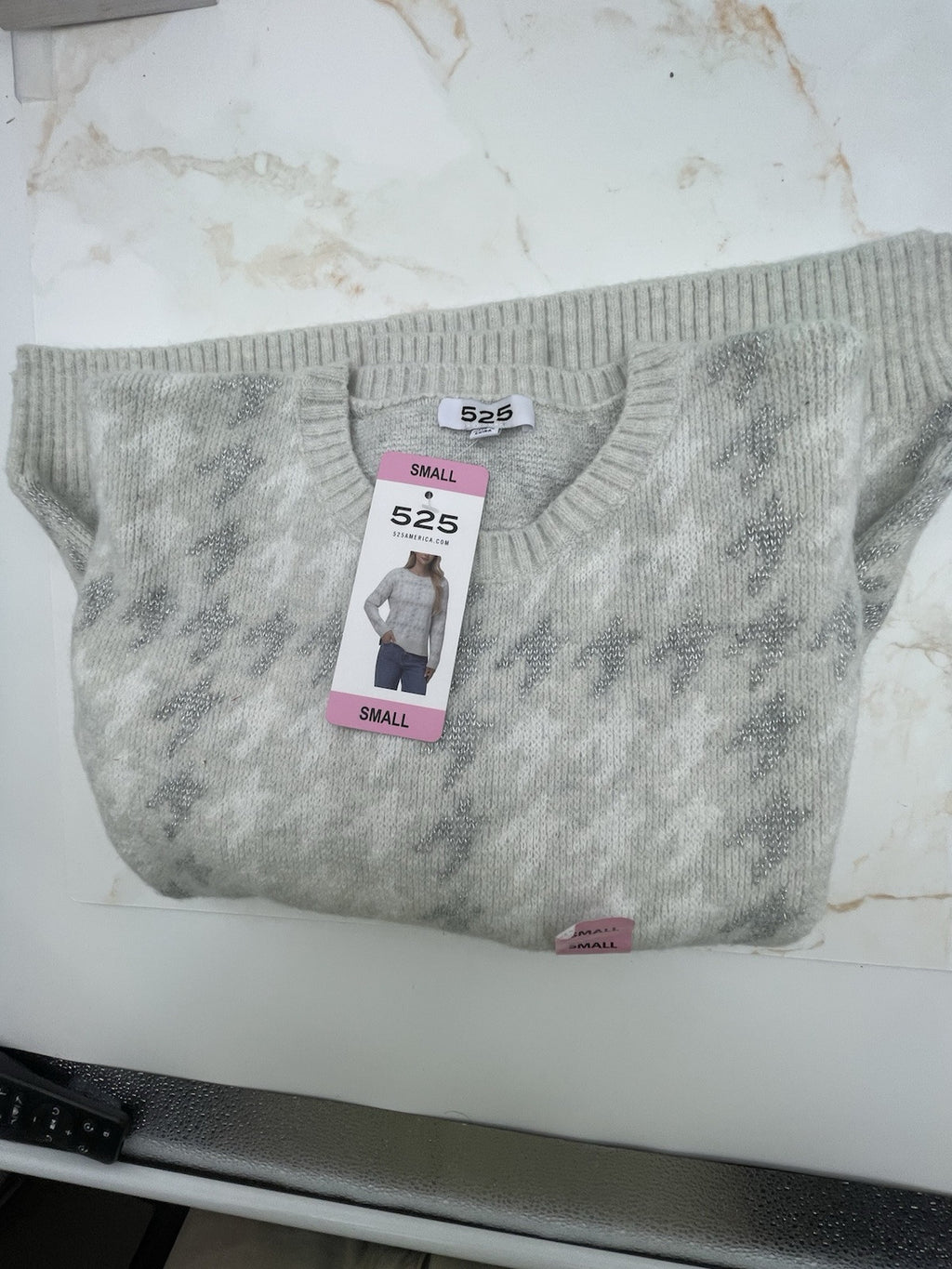 525 Women's Super Soft Crewneck Pullover Lurex Fairisle Sweater S
