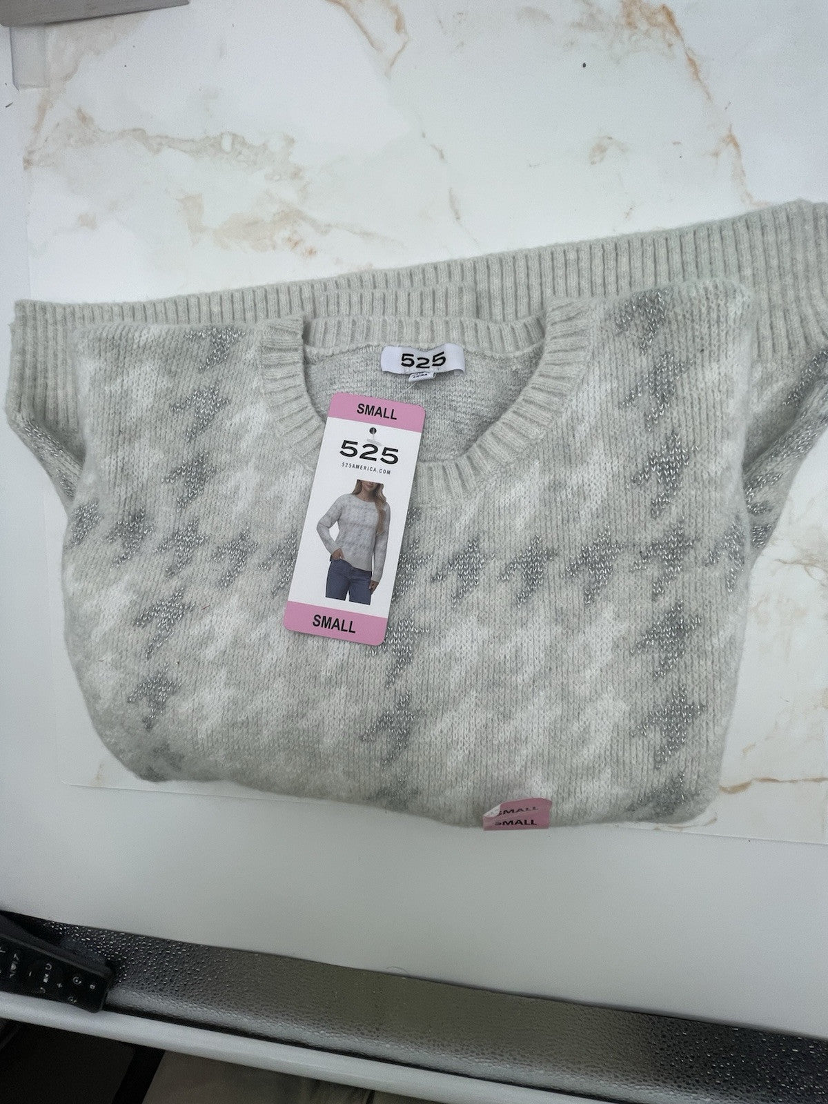 525 Women's Super Soft Crewneck Pullover Lurex Fairisle Sweater S