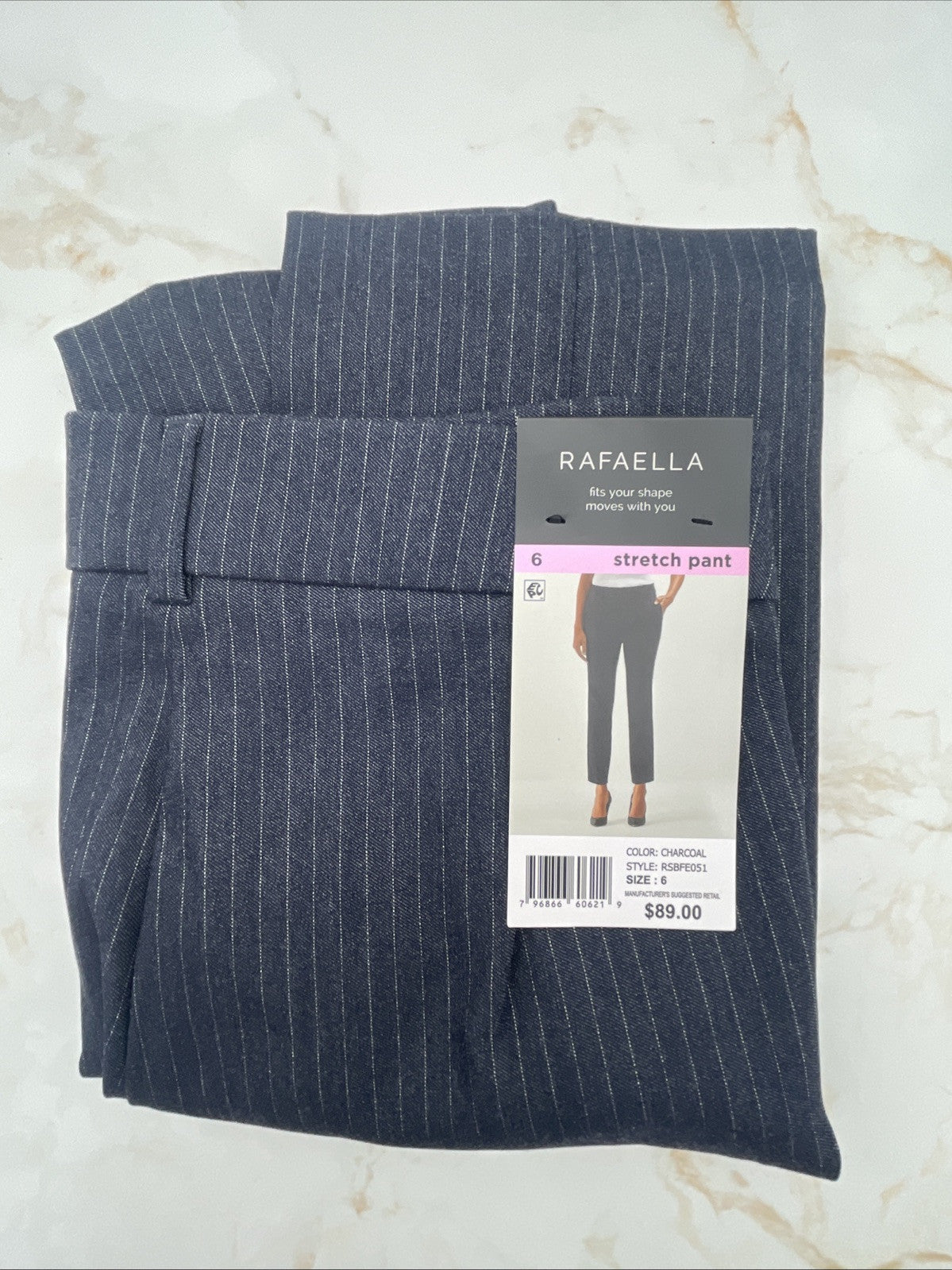Rafaella Women’s Pull-On Belt Loops Functional Pockets Stretch Ankle Pant Size 6