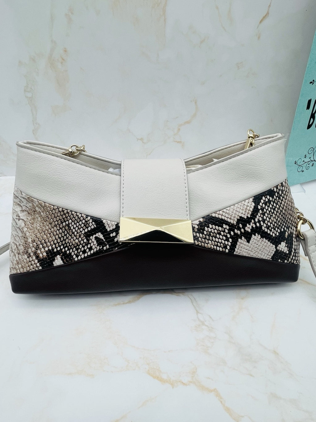 I.N.C. International Women’s Concepts Rebecc Snake Colorblock Medium Clutch