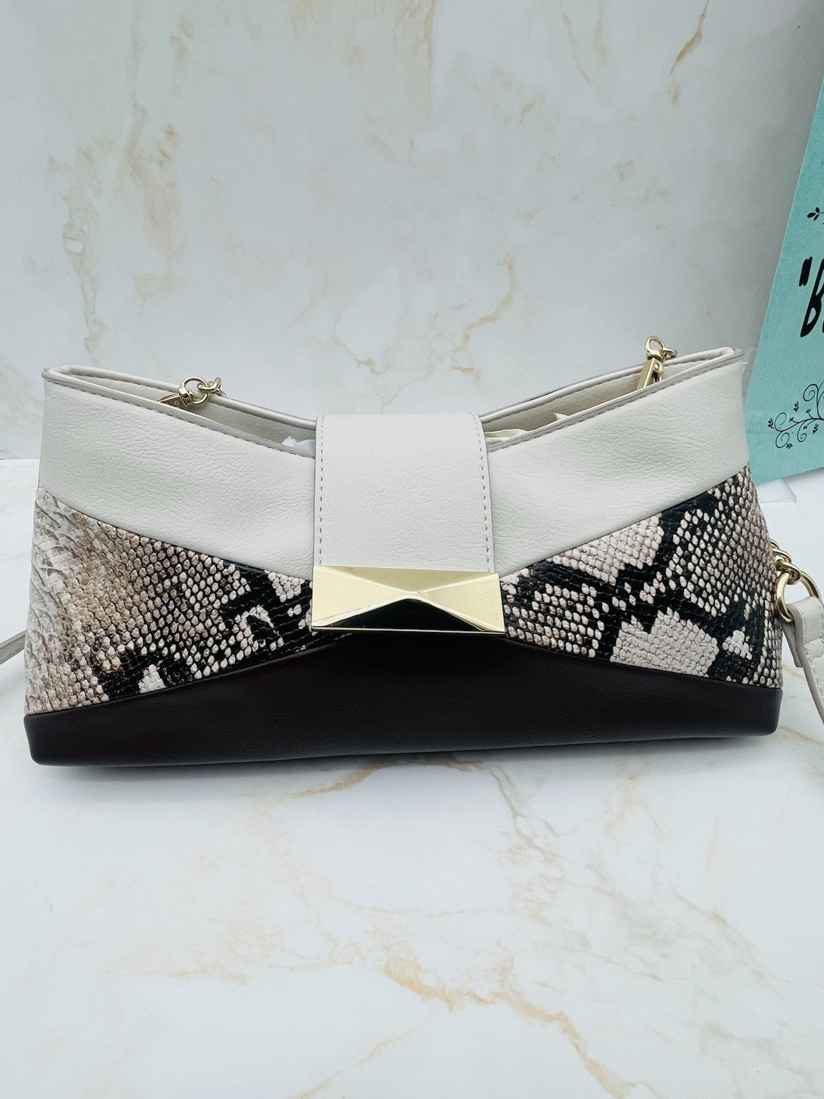 I.N.C. International Women’s Concepts Rebecc Snake Colorblock Medium Clutch