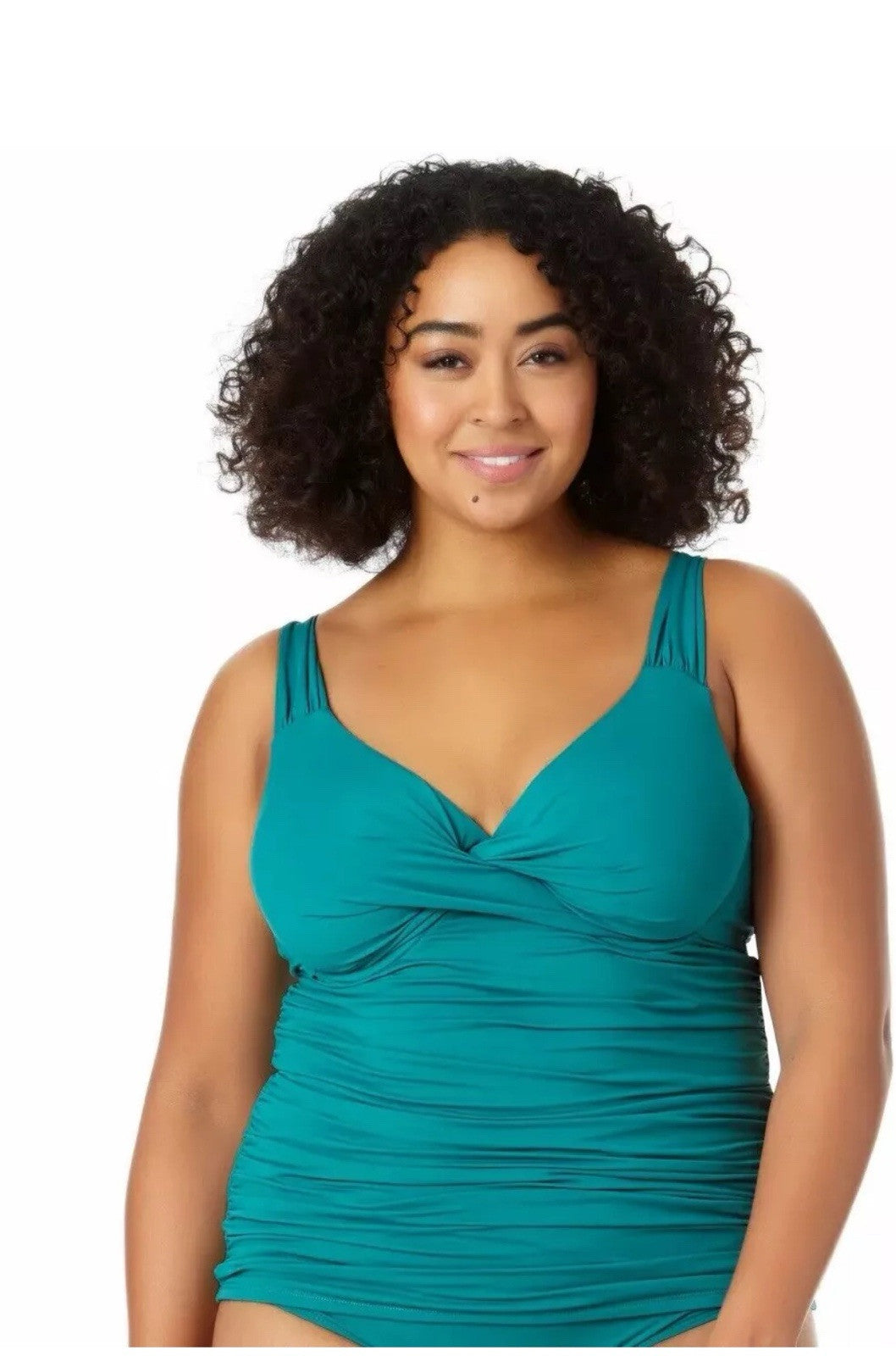 Anne Cole Womens Twist Front Tankini Beachwear Swim Top Separates Plus 22W