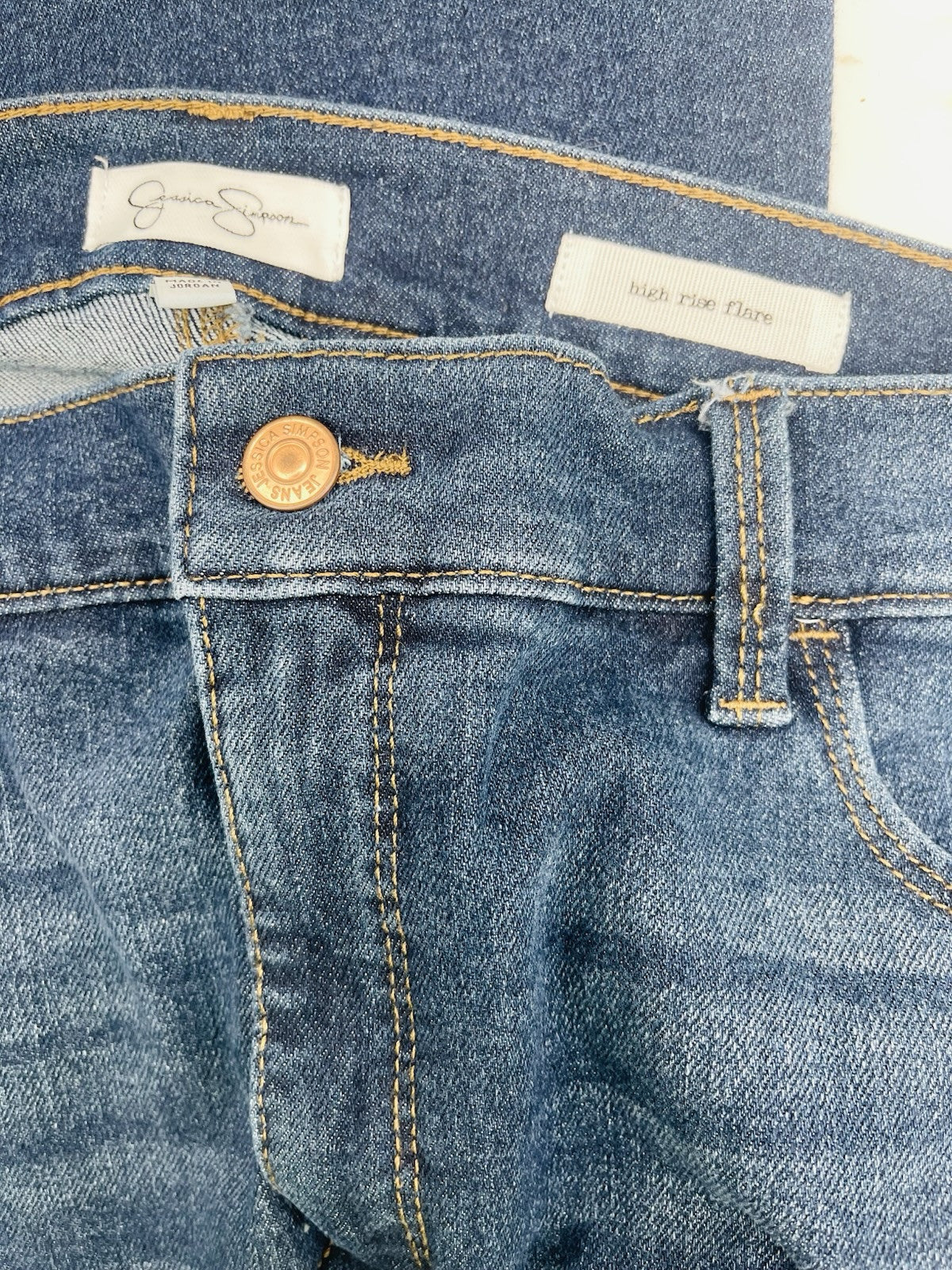 Jessica Simpson Women's High Rise Fitted Flare Jean, JJSB16035 Sz 10 Blue Drive
