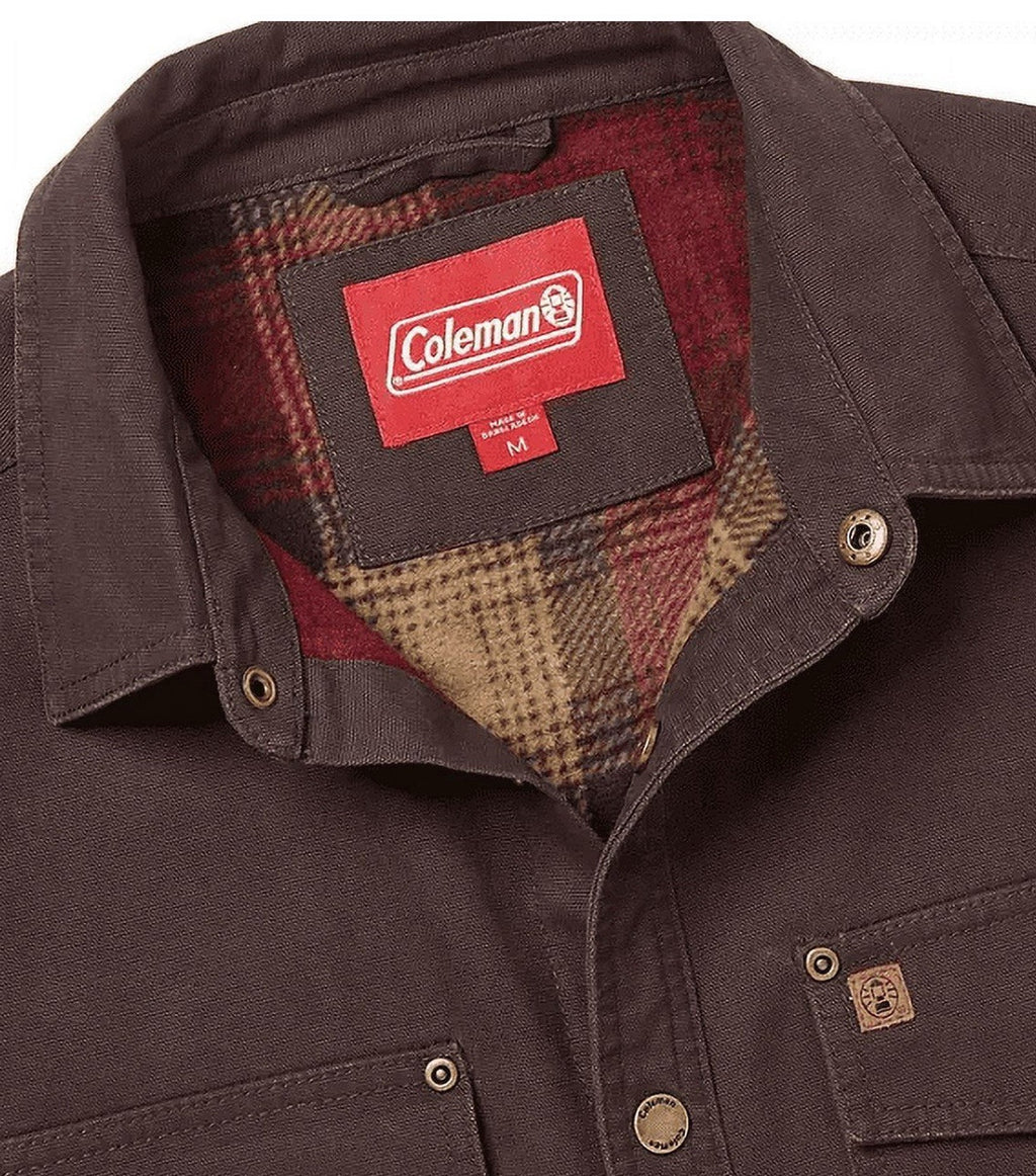 Coleman Men's Fleece Lined Canvas Shirt Jacket Coffee  Size S