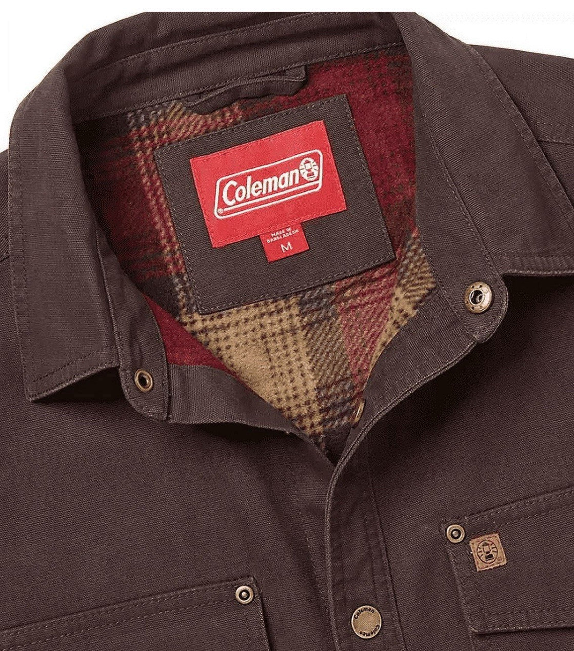 Coleman Men's Fleece Lined Canvas Shirt Jacket Coffee  Size S