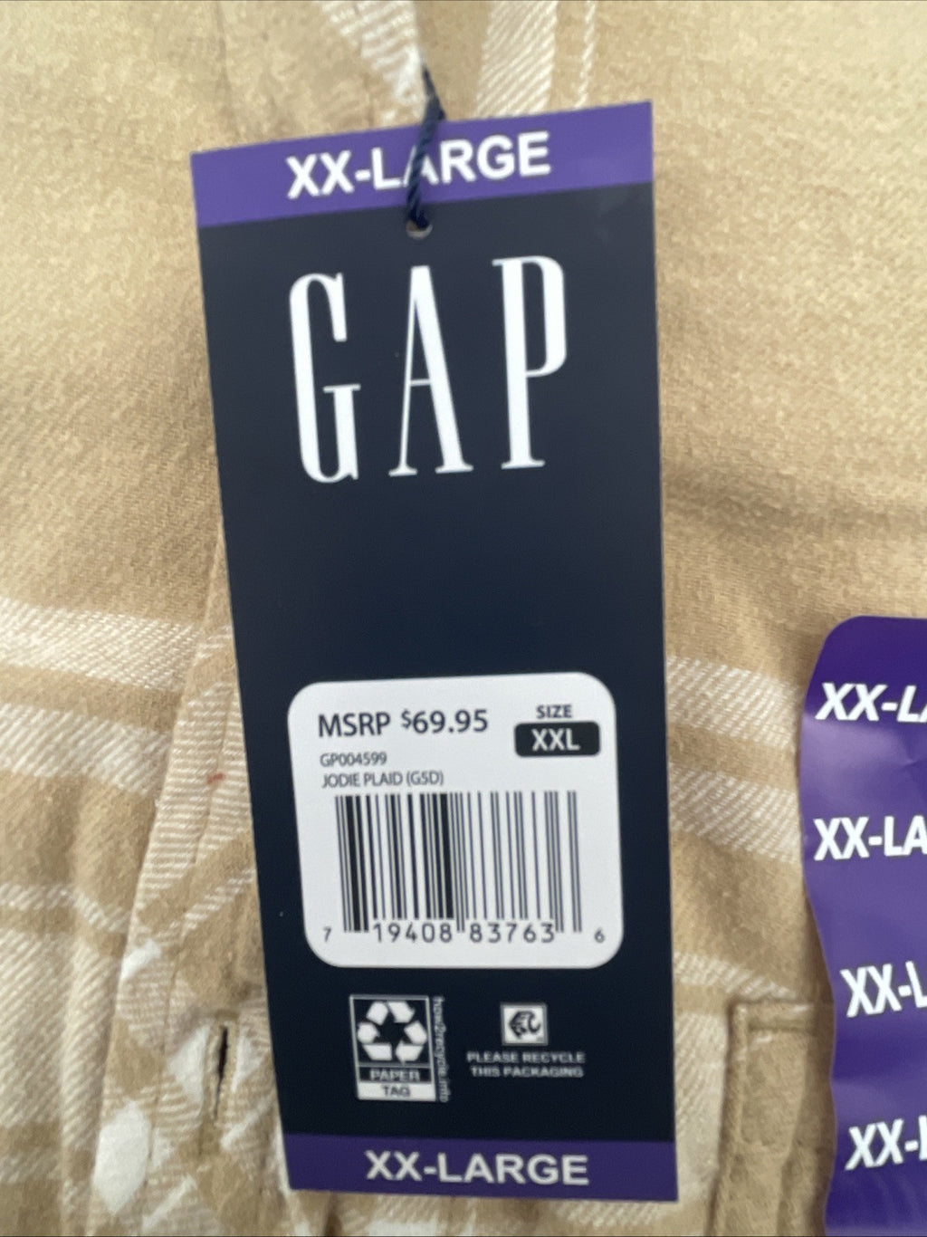 Gap Women's Soft Long Sleeve Hi-Low Hem Relaxed Fit Flannel Size XXL