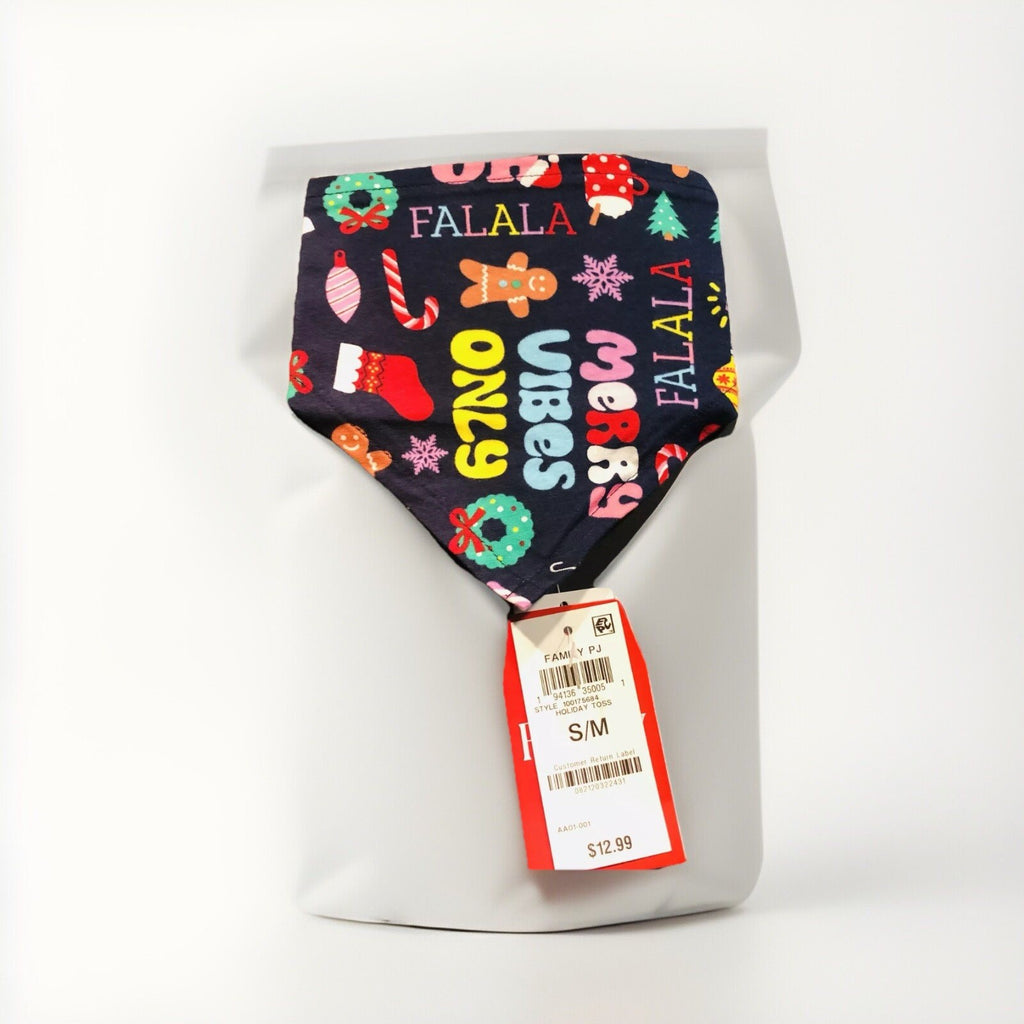 Family Pajamas Matching Holiday Toss Cotton Pet Bandana, Navy, S-M