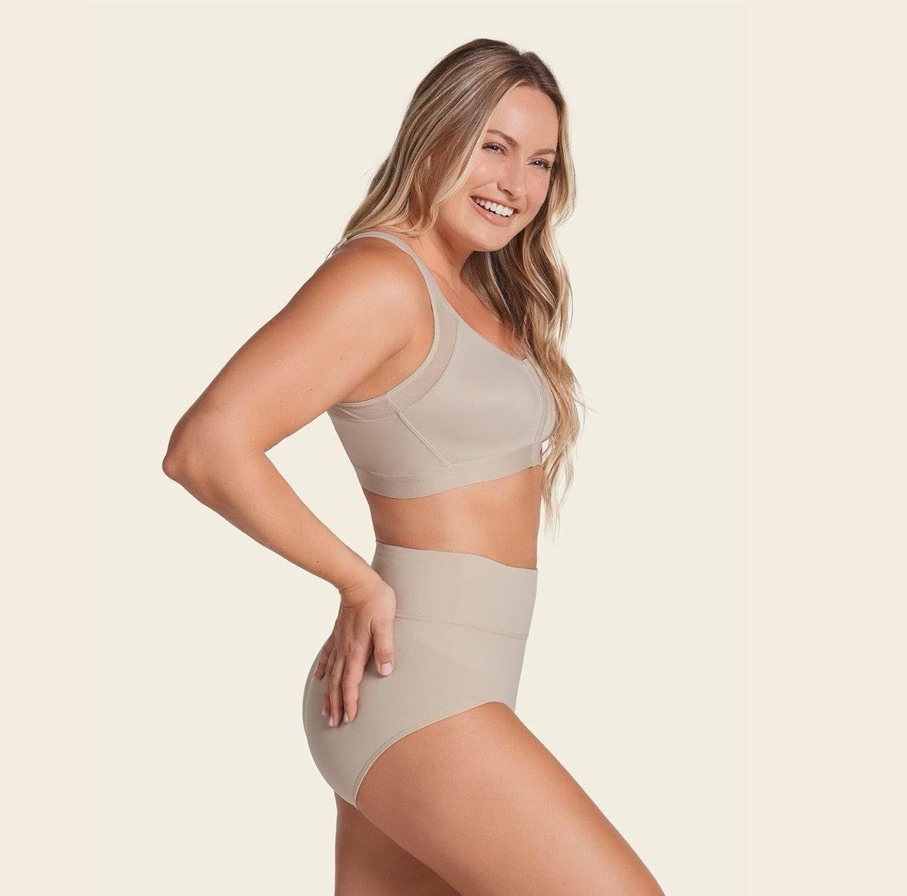 Leonisa Women's Front Closure Posture Corrector Bra, Light Beige 40 DD