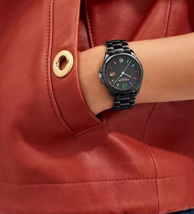 COACH 14503927 Black Dial Black Stainless Steel Bracelet Greyson Ladies 36mm ...