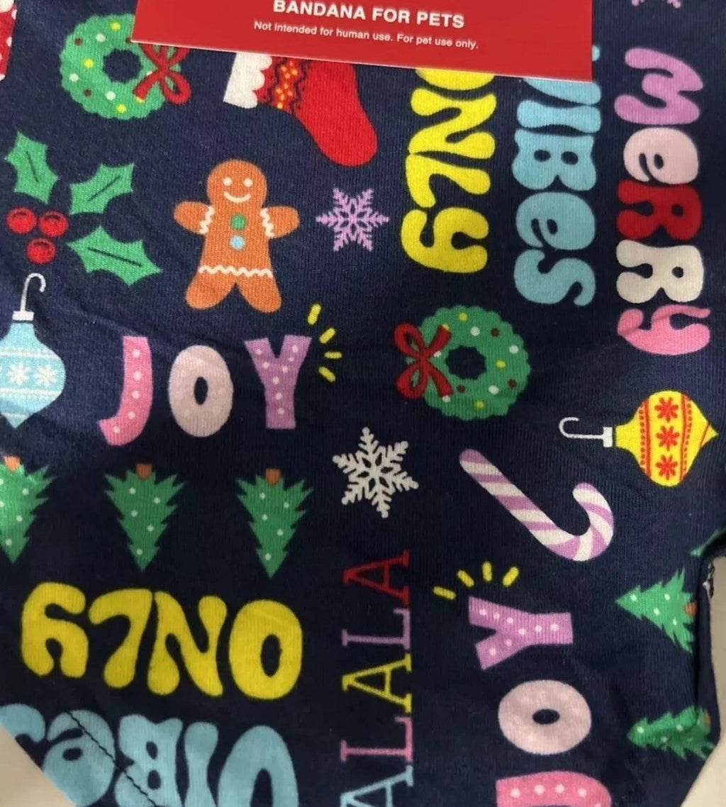 Family Pajamas Matching Holiday Toss Cotton Pet Bandana, Navy, S-M