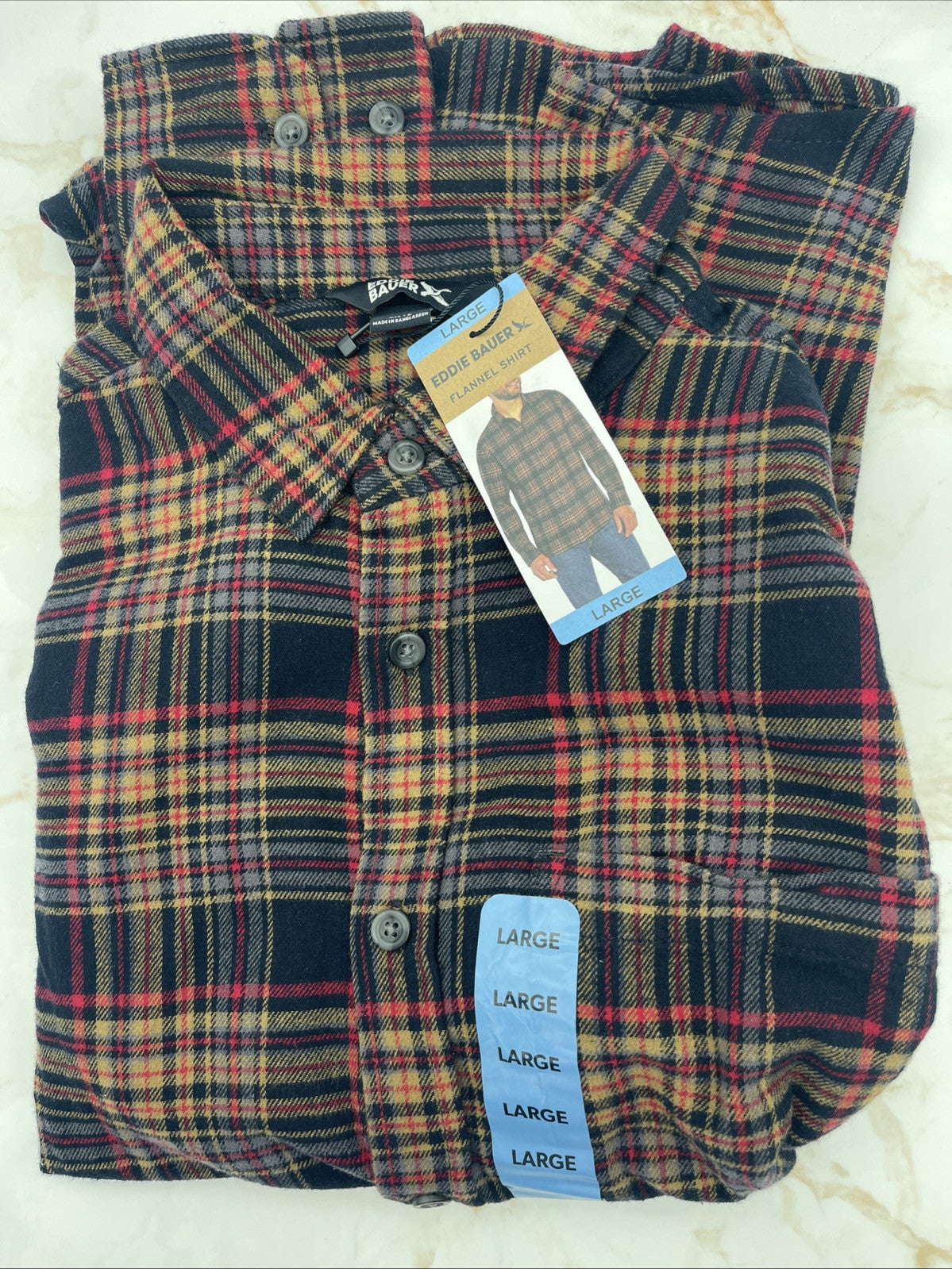 Eddie Bauer Men's 100% Cotton Easy Care Warm Brushed Twill Flannel Shirt Size L
