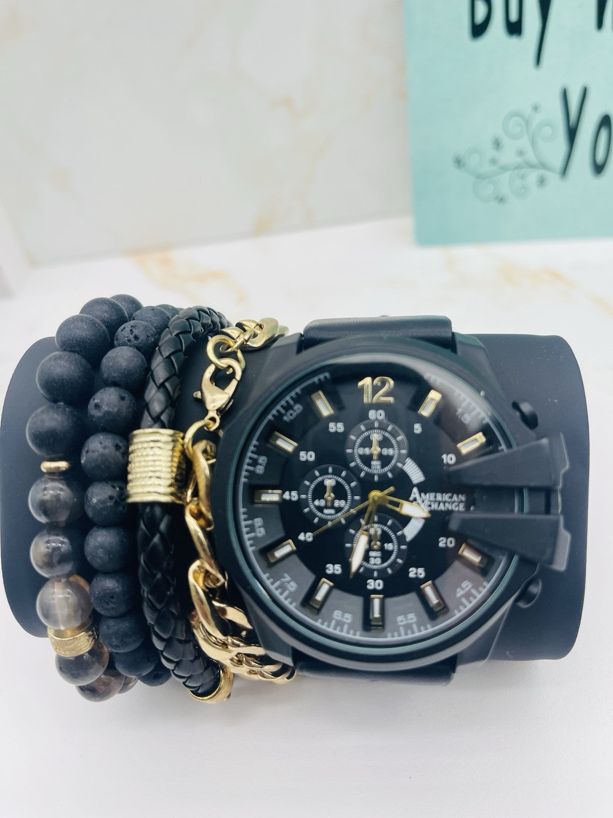 American Exchange Polyurethane Strap Watch 40mm Gift Set $40 # WH 385