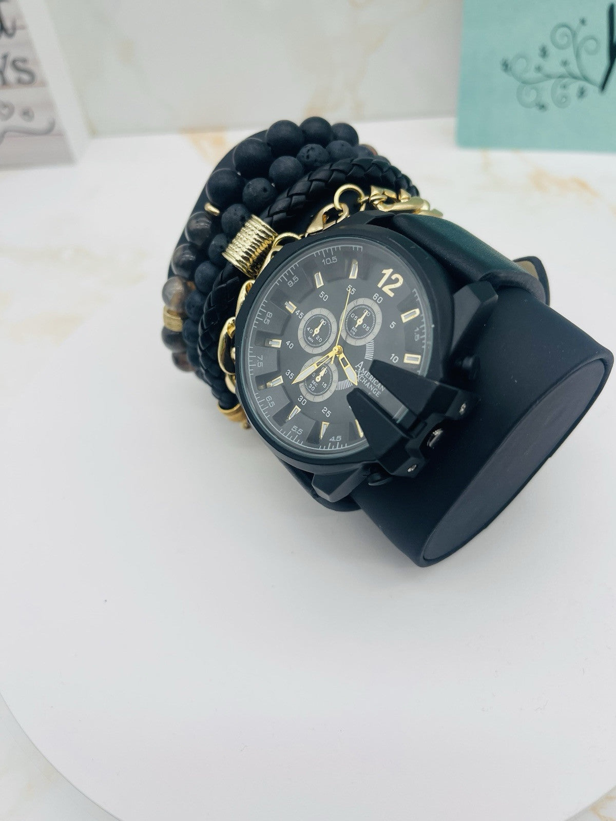 American Exchange Polyurethane Strap Watch 40mm Gift Set $40 # WH 385