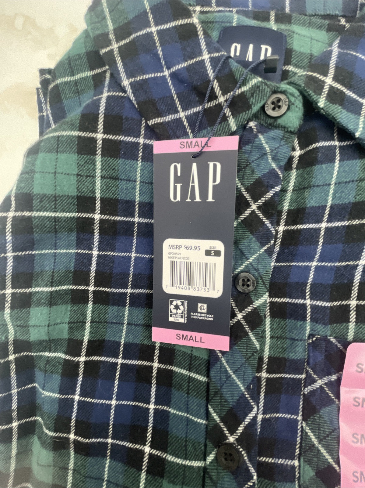 Gap Women's Soft Long Sleeve Hi-Low Hem Relaxed Fit Flannel Size S