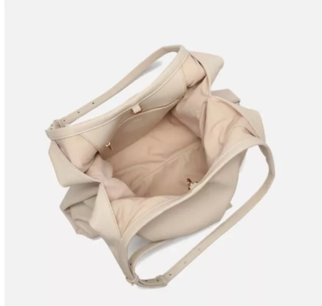 LIKE DREAMS The Diplomat vegan leather large women's hobo tote bag - CREAM