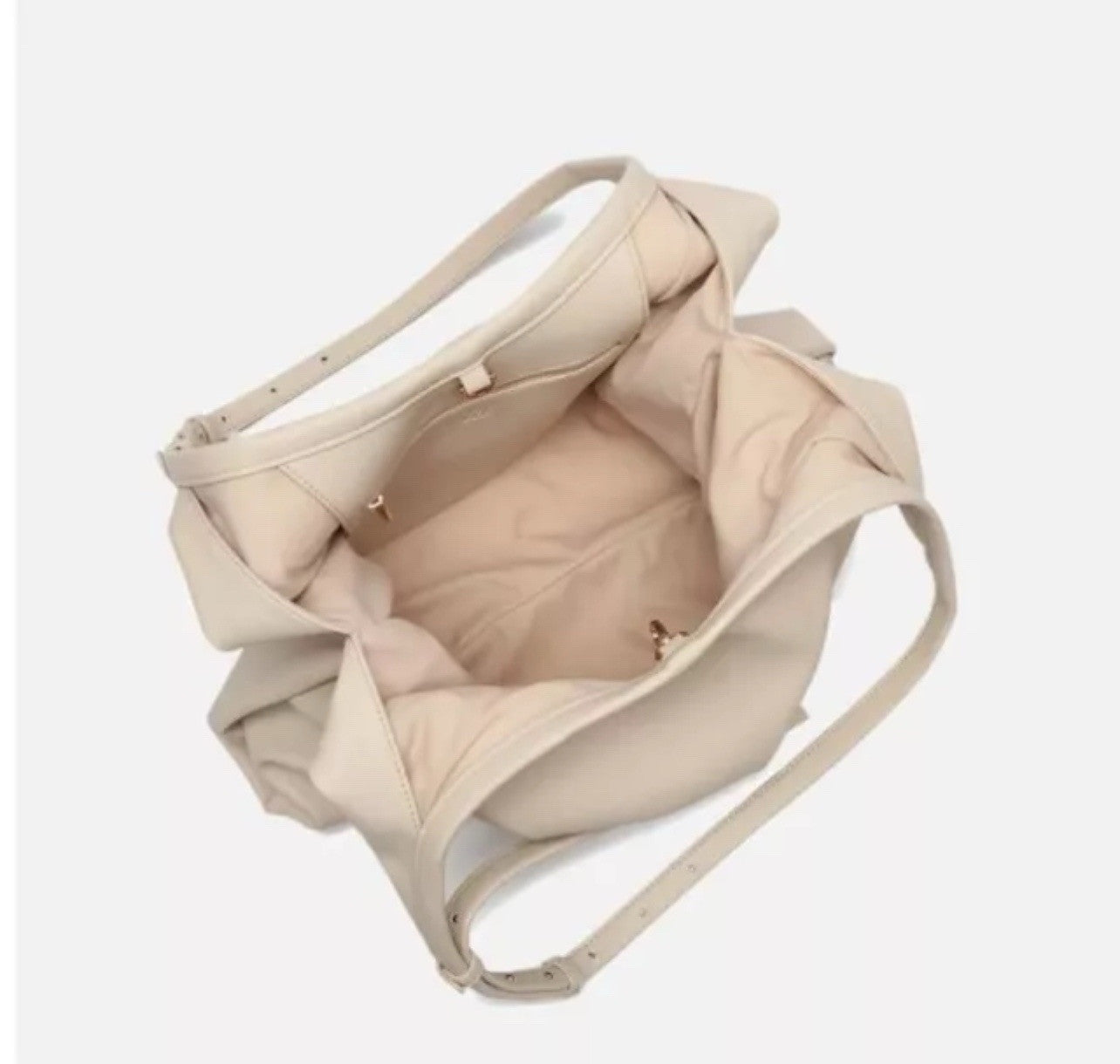 LIKE DREAMS The Diplomat vegan leather large women's hobo tote bag - CREAM