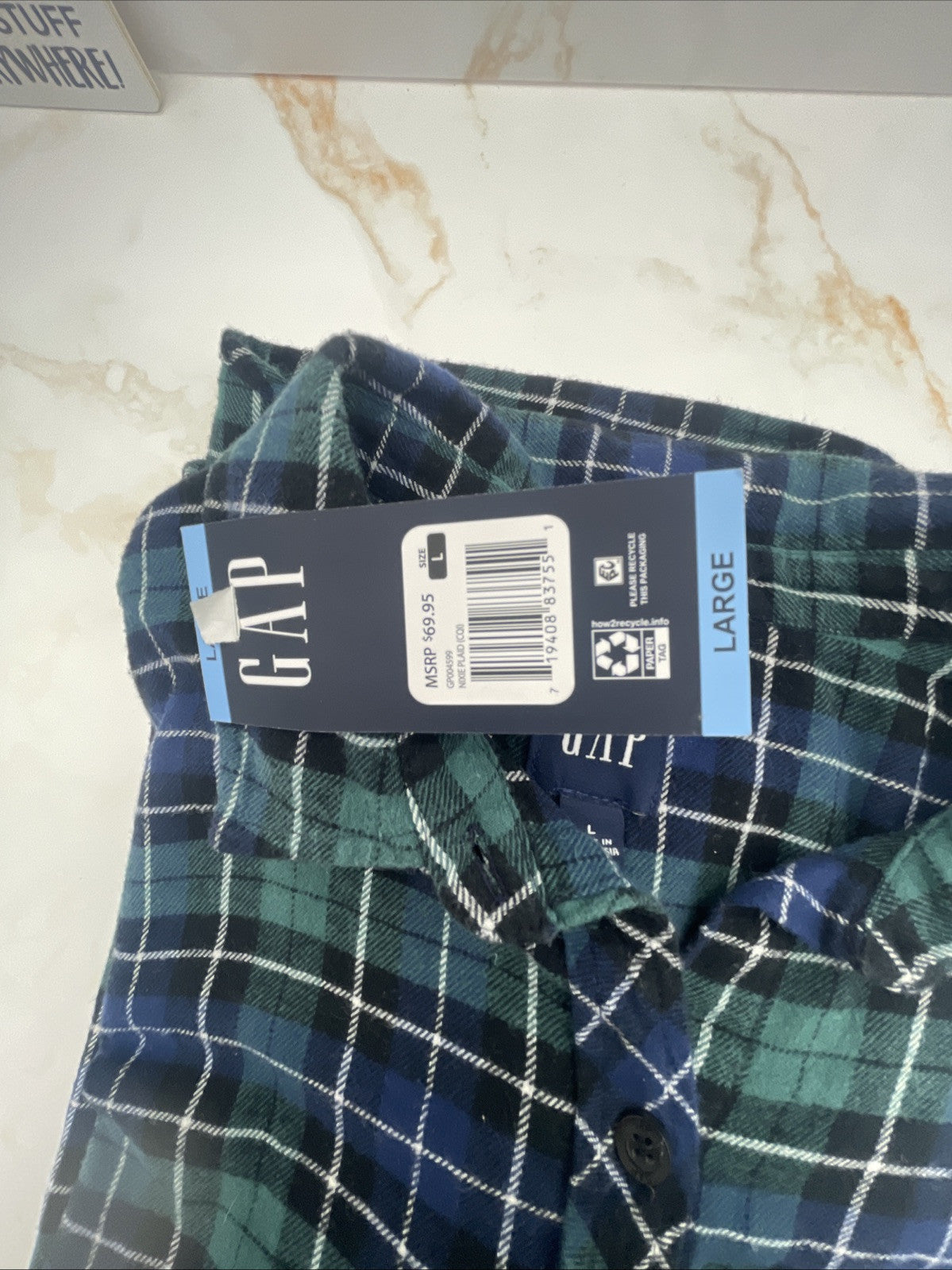 Gap Women's Soft Long Sleeve Hi-Low Hem Relaxed Fit Flannel Size L