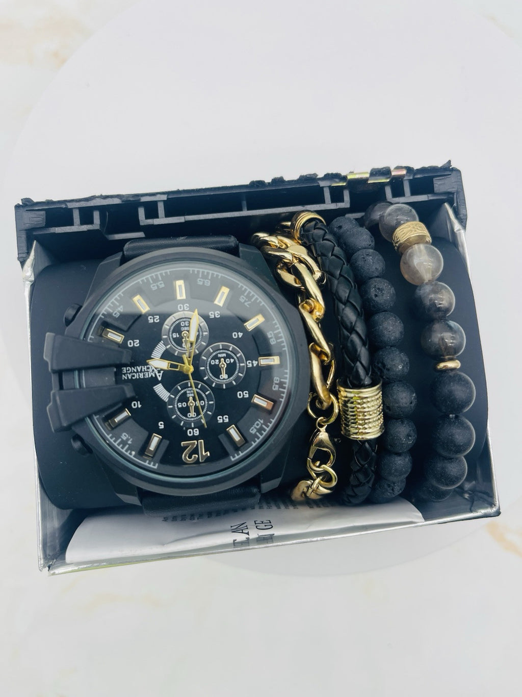 American Exchange Polyurethane Strap Watch 40mm Gift Set $40 # WH 385
