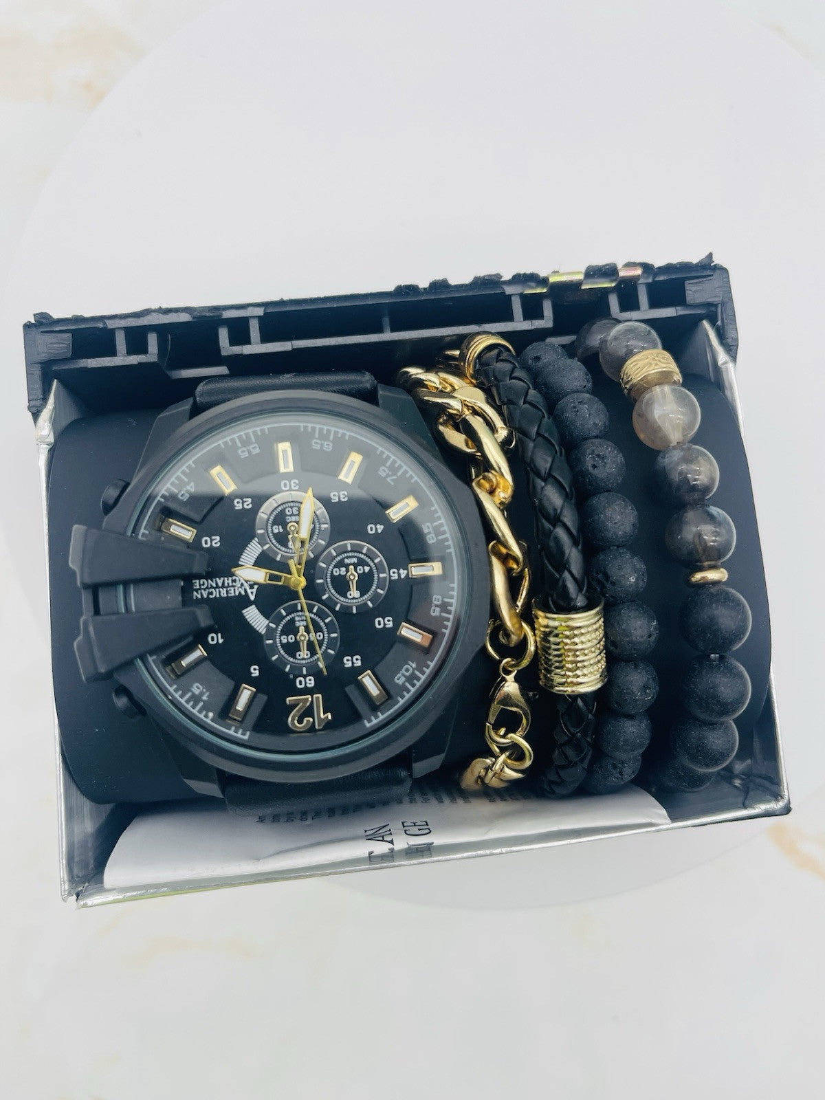 American Exchange Polyurethane Strap Watch 40mm Gift Set $40 # WH 385