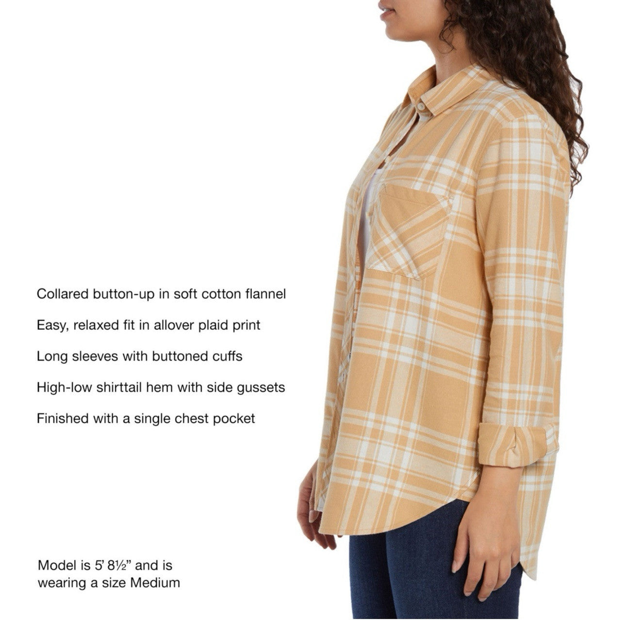 Gap Women's Soft Long Sleeve Hi-Low Hem Relaxed Fit Flannel Size XXL