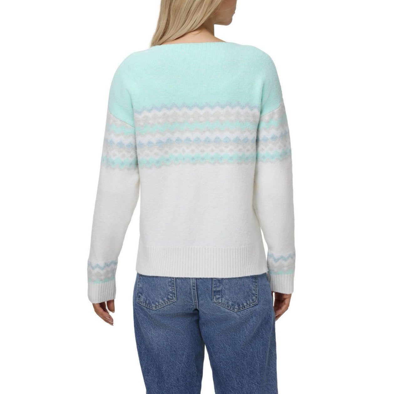 525 Women's Super Soft Crewneck Pullover Lurex Fairisle Sweater M