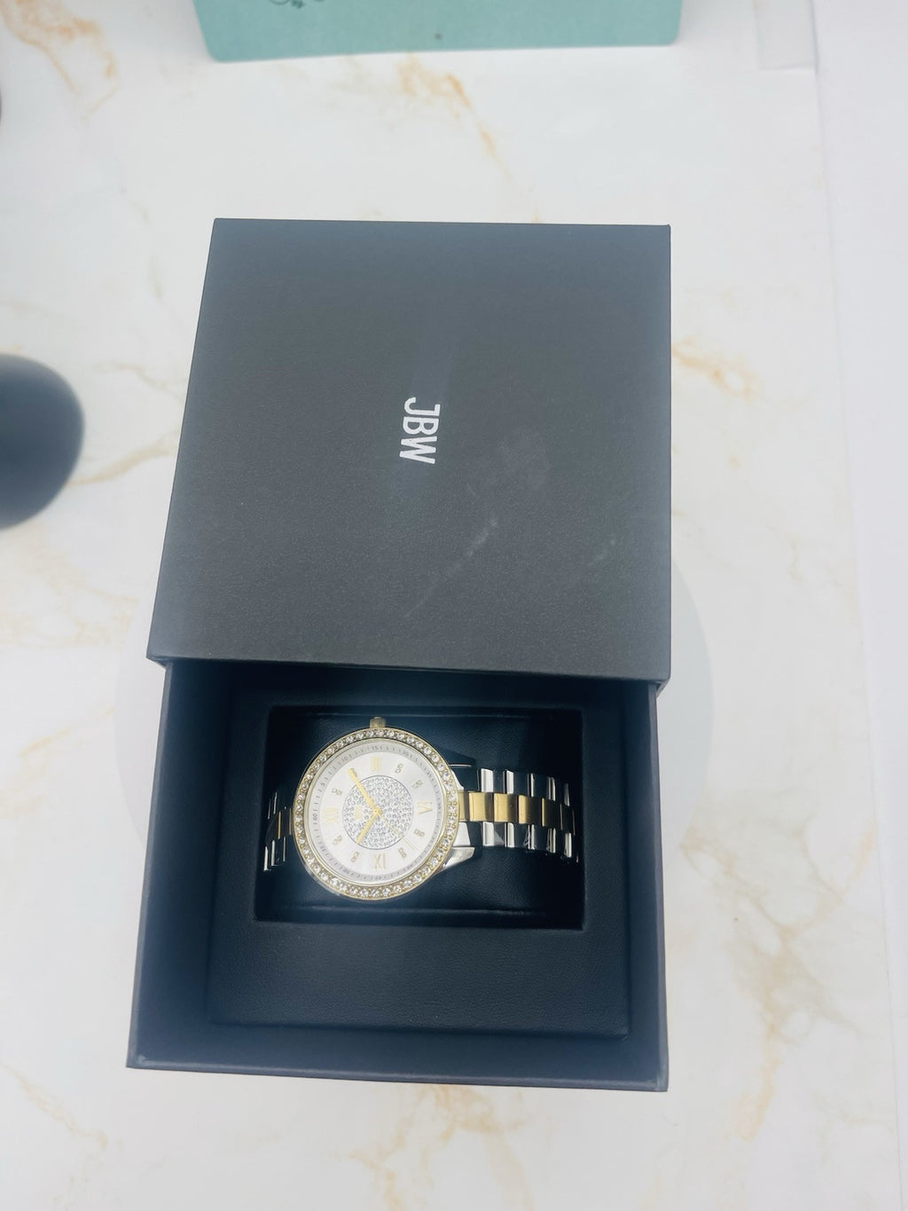 $795| JBW Mondrian 1/6 CT. T.W Diamond and Crystal Accent 18K Women's Gold watch