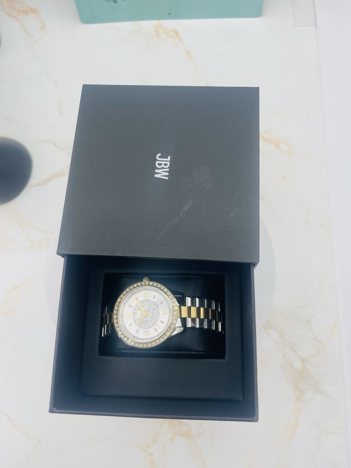 $795| JBW Mondrian 1/6 CT. T.W Diamond and Crystal Accent 18K Women's Gold watch
