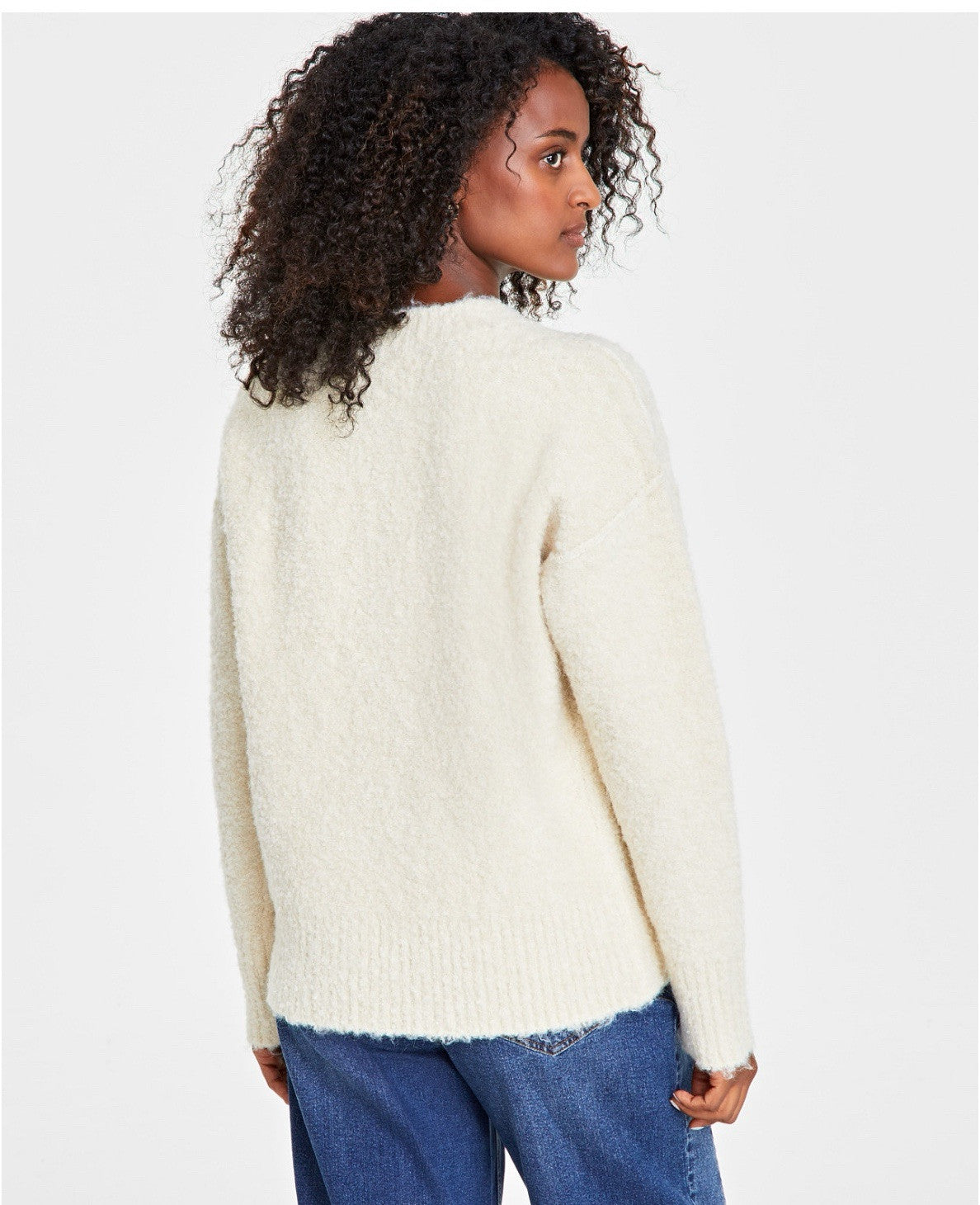 On 34th Women's Plus On 34th Pink Marled Bouclé Sweater,  Size XL White