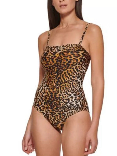 Calvin Klein JAGUAR Print Strapless Tummy-Control One-Piece Swimsuit, US 14