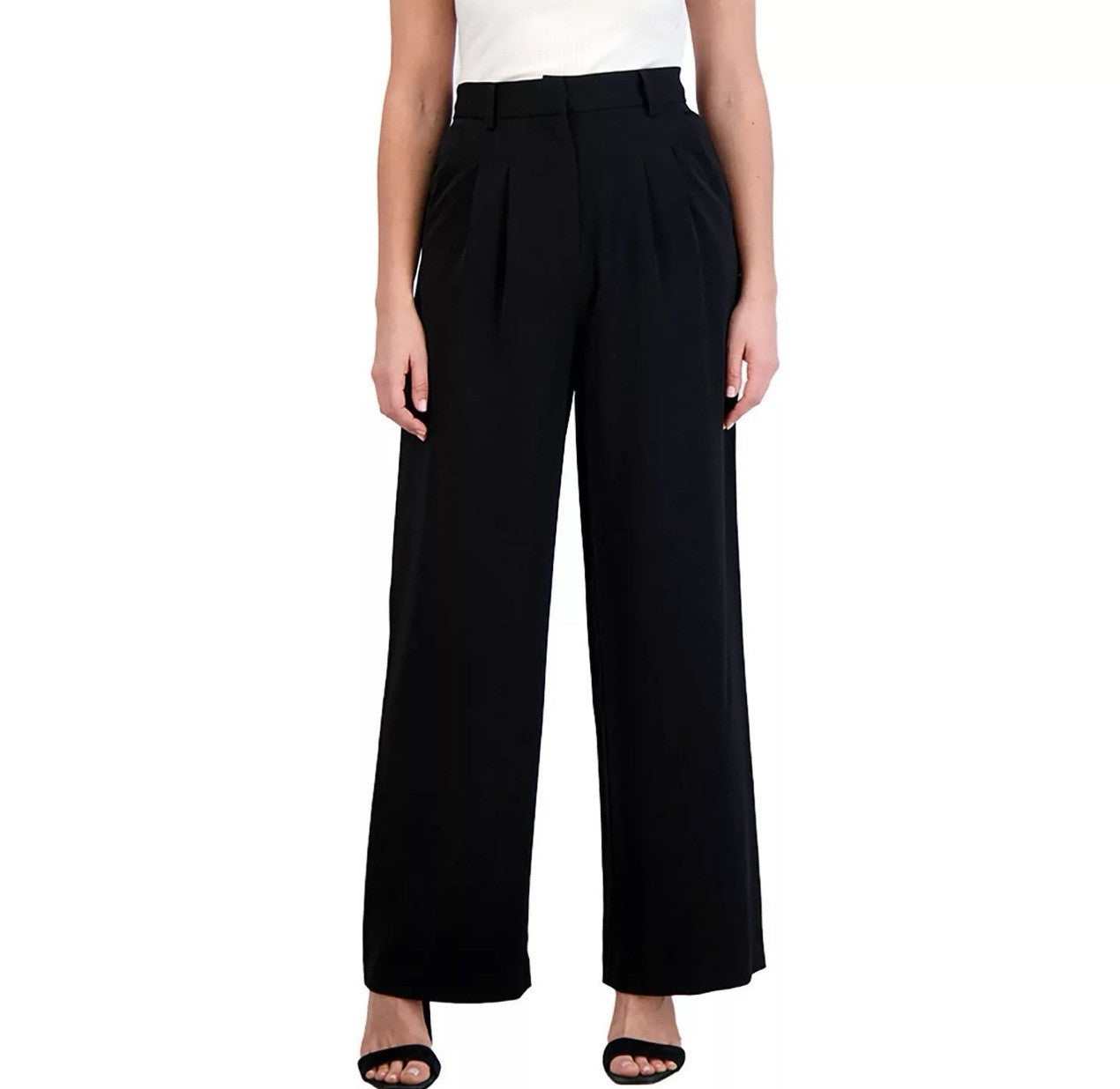 French Connection Ladies Wide Leg Classic Pleat Dress Trouser Black  Size L