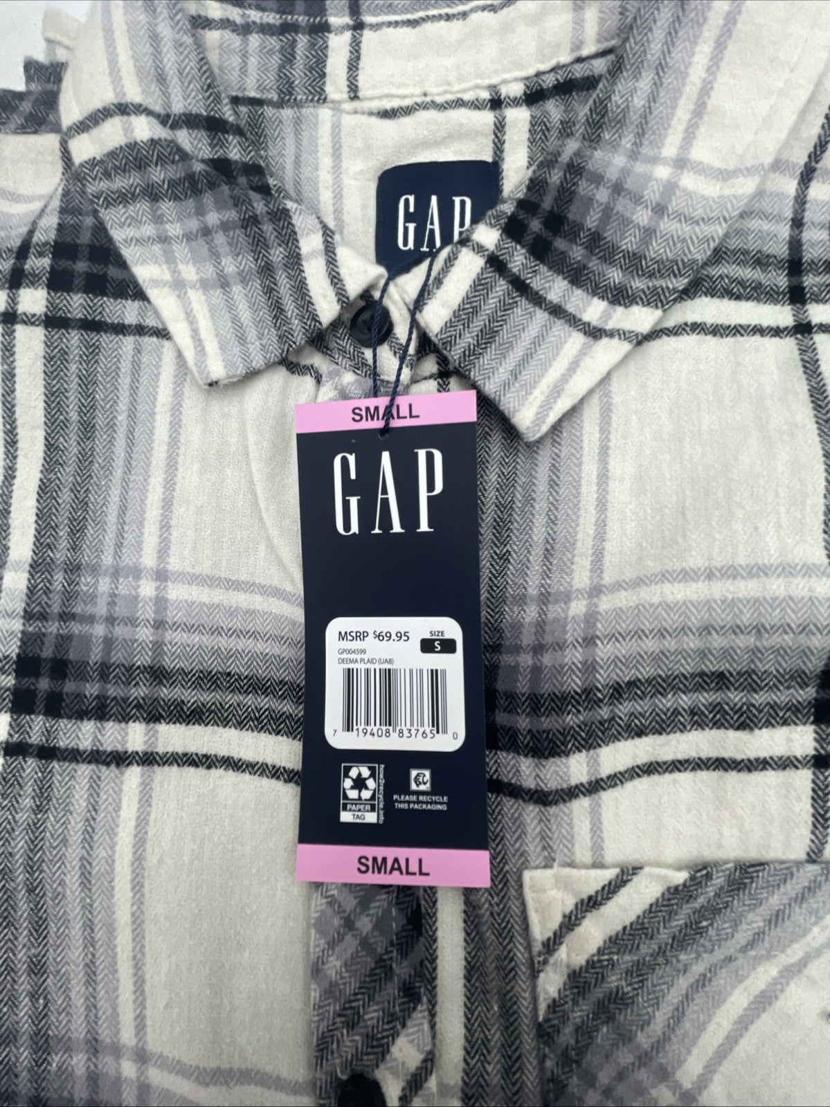 Gap Women's Soft Long Sleeve Hi-Low Hem Relaxed Fit Flannel Size S