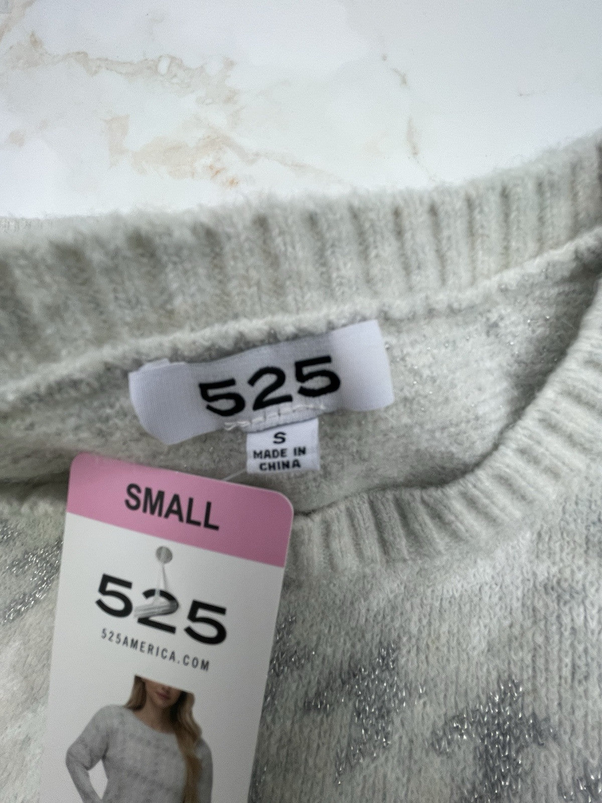 525 Women's Super Soft Crewneck Pullover Lurex Fairisle Sweater S