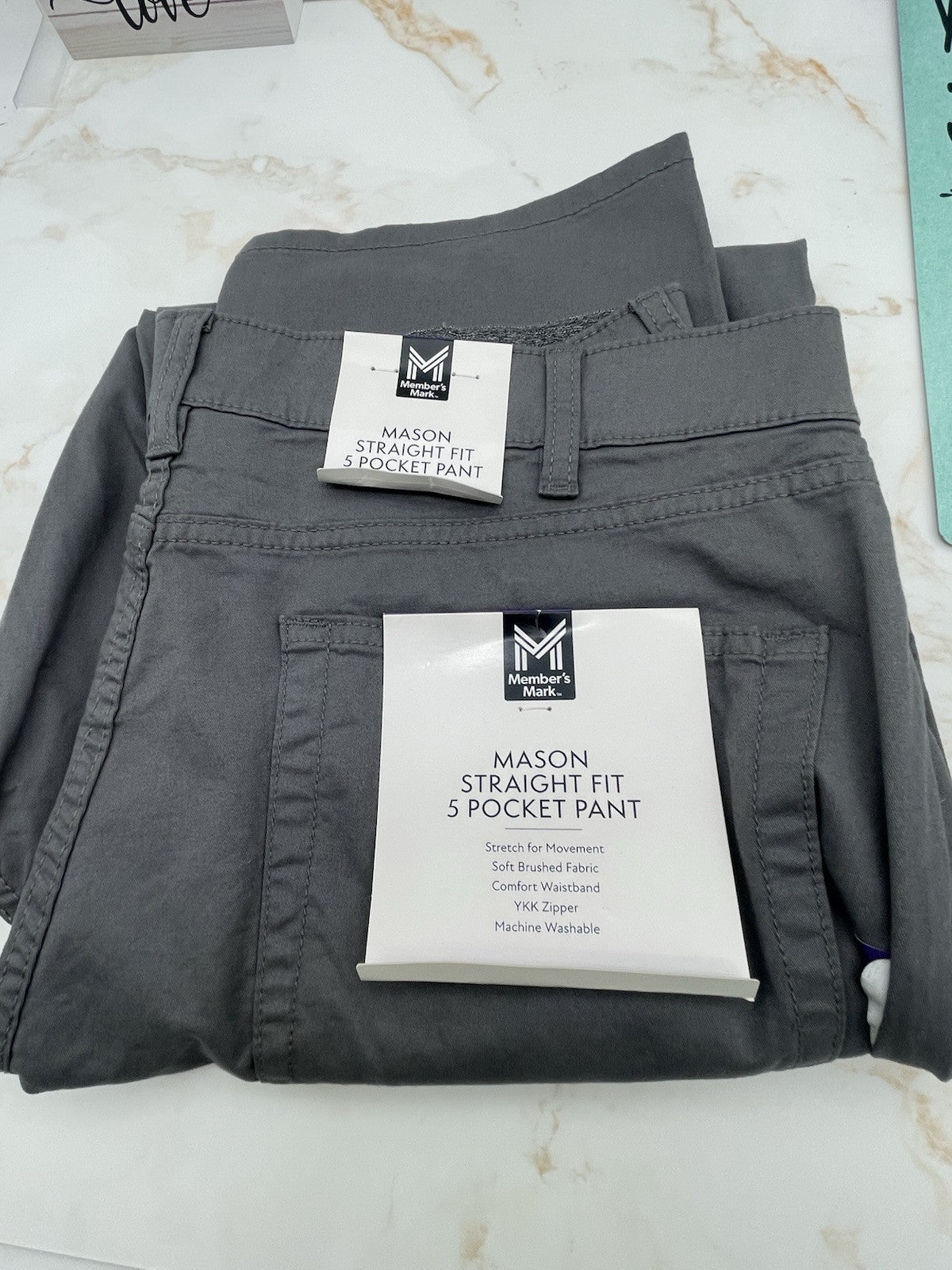 Member's Mark Straight Fit Mason 5 Pocket Pant Size 32x32 Grey Flannel