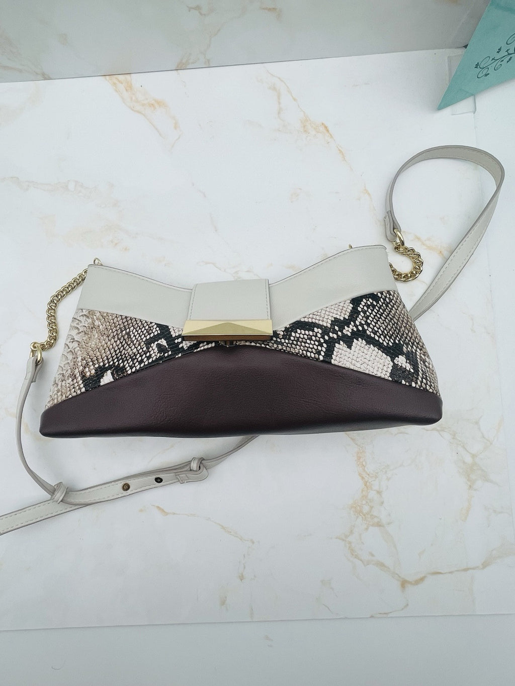 I.N.C. International Women’s Concepts Rebecc Snake Colorblock Medium Clutch