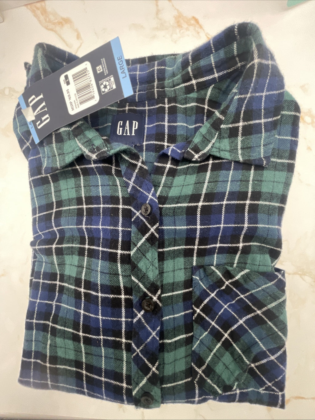 Gap Women's Soft Long Sleeve Hi-Low Hem Relaxed Fit Flannel Size L