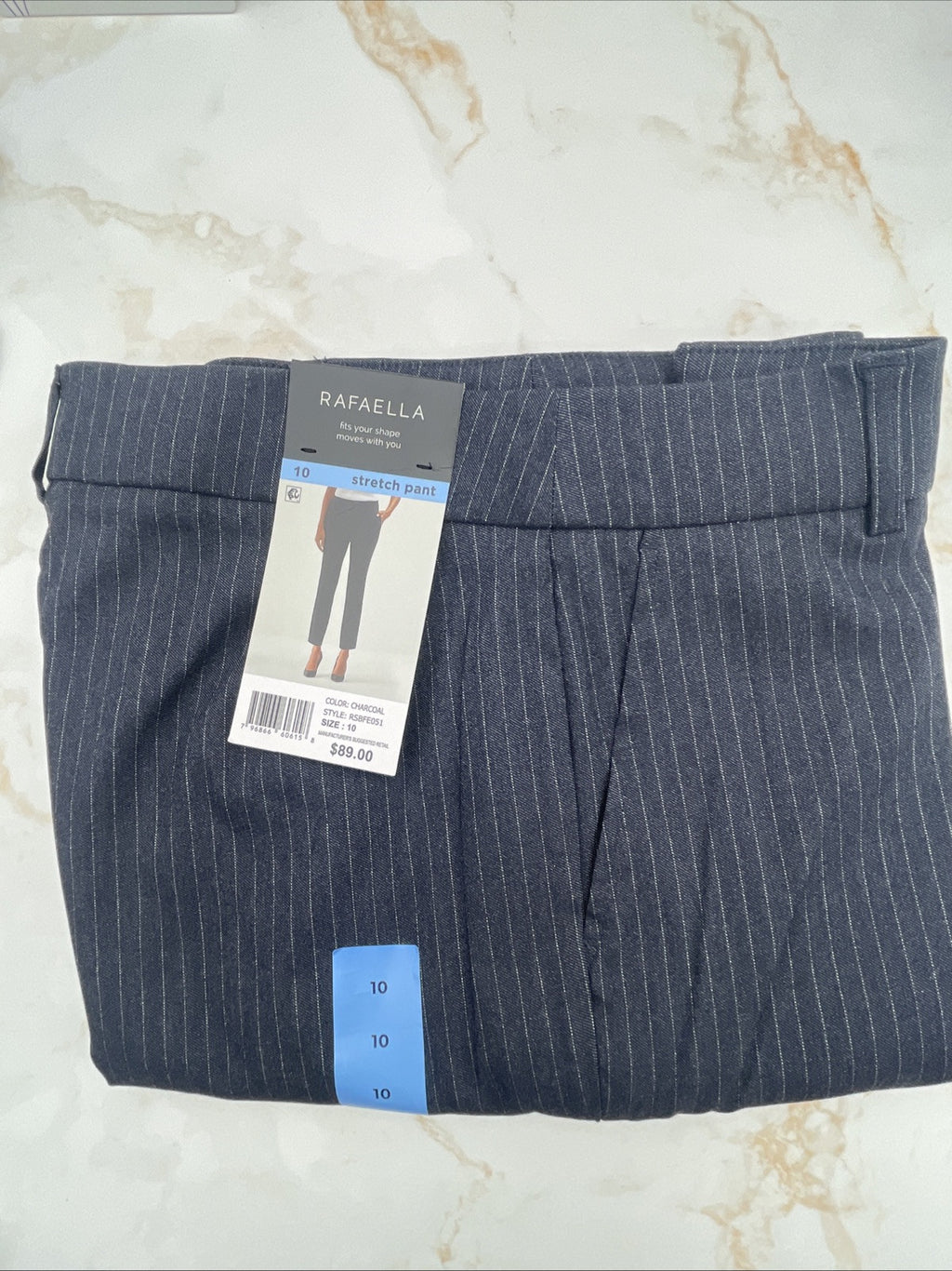 Rafaella Women’s Pull-On Belt Loops Functional Pockets Stretch Ankle Pant Sz 10