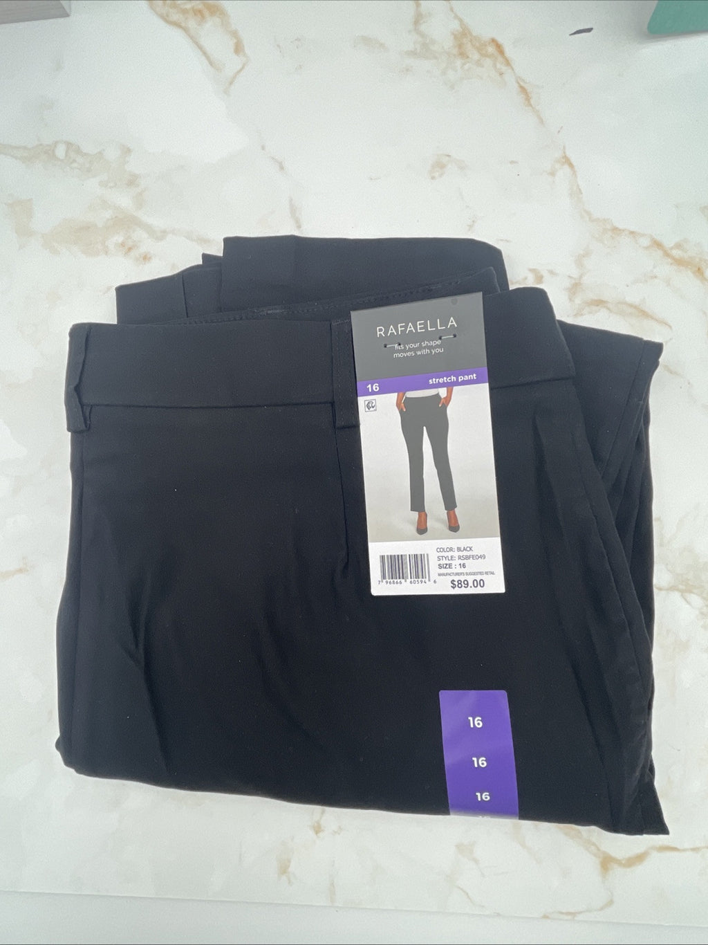Rafaella Women's Pull-On Stretch Ankle Pant Size 16 Black