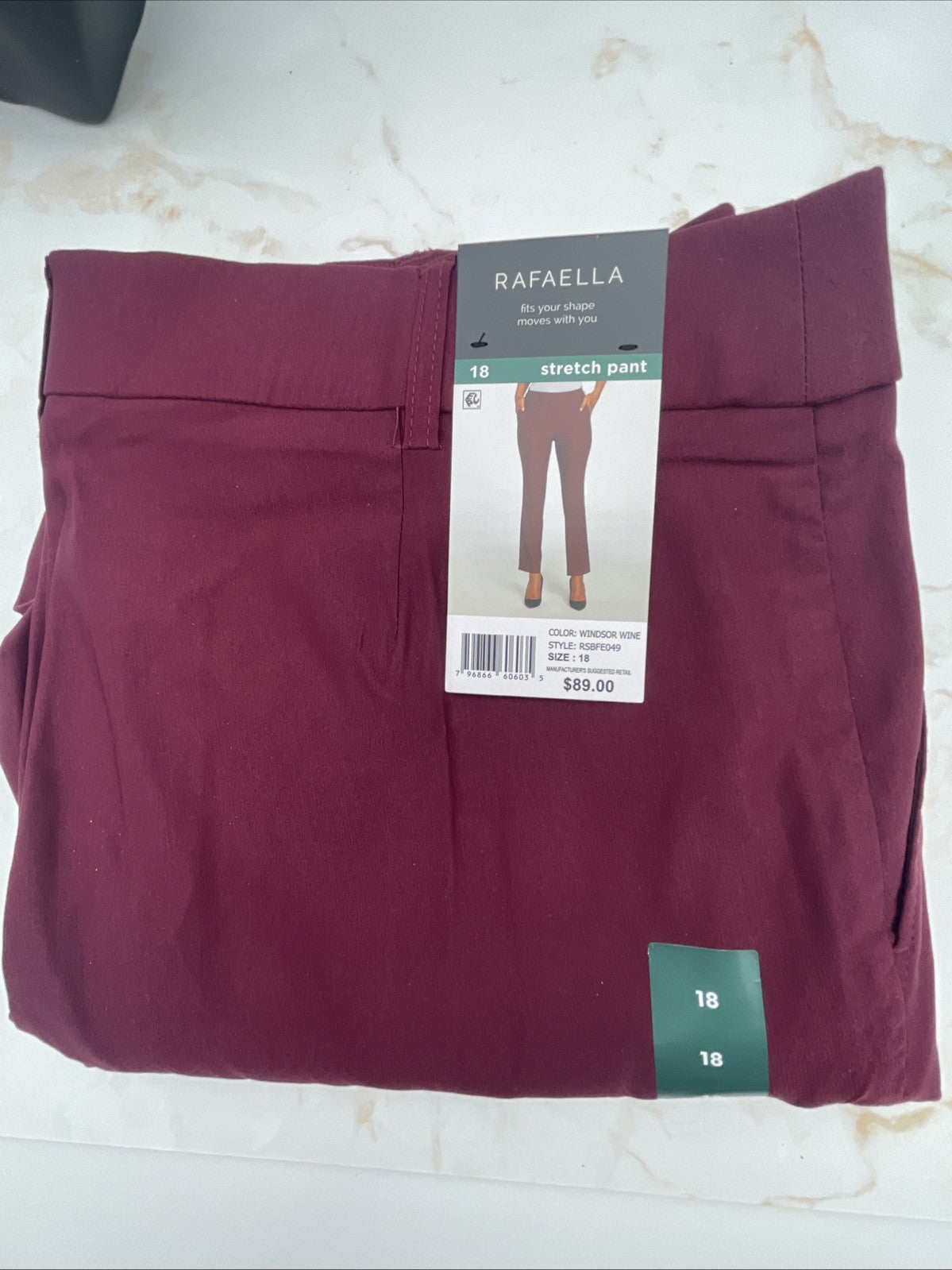 Rafaella Women’s Pull-On Belt Loops Functional Pockets Stretch Ankle Pant 18