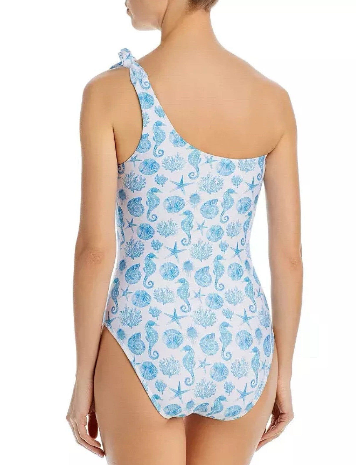 Aqua BLUE SEA Printed Asymmetric One Piece Swimsuit, US  M