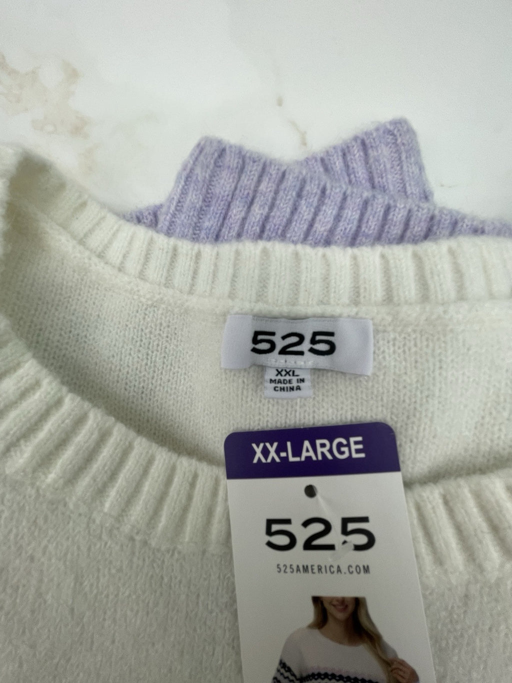 525 Women's Super Soft Crewneck Pullover Lurex Fairisle Sweater XXL