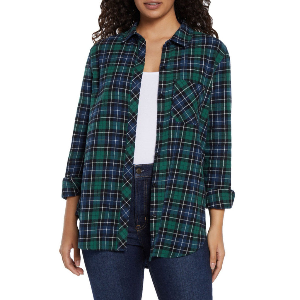 Gap Women's Soft Long Sleeve Hi-Low Hem Relaxed Fit Flannel Size M