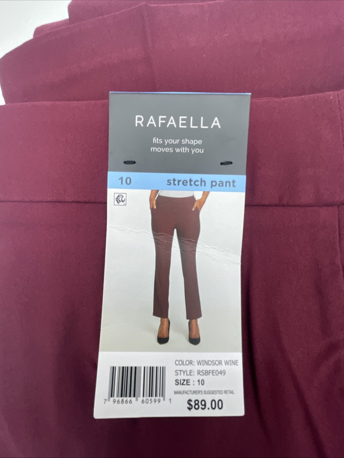 Rafaella Women’s Pull-On Belt Loops Functional Pockets Stretch Ankle Pant 10