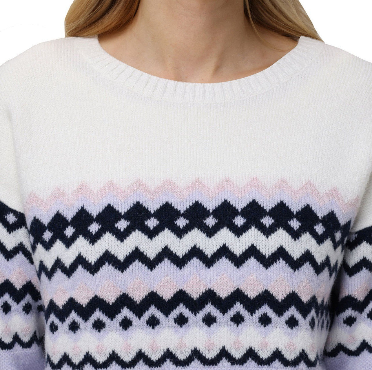 525 Women's Super Soft Crewneck Pullover Lurex Fairisle Sweater XXL