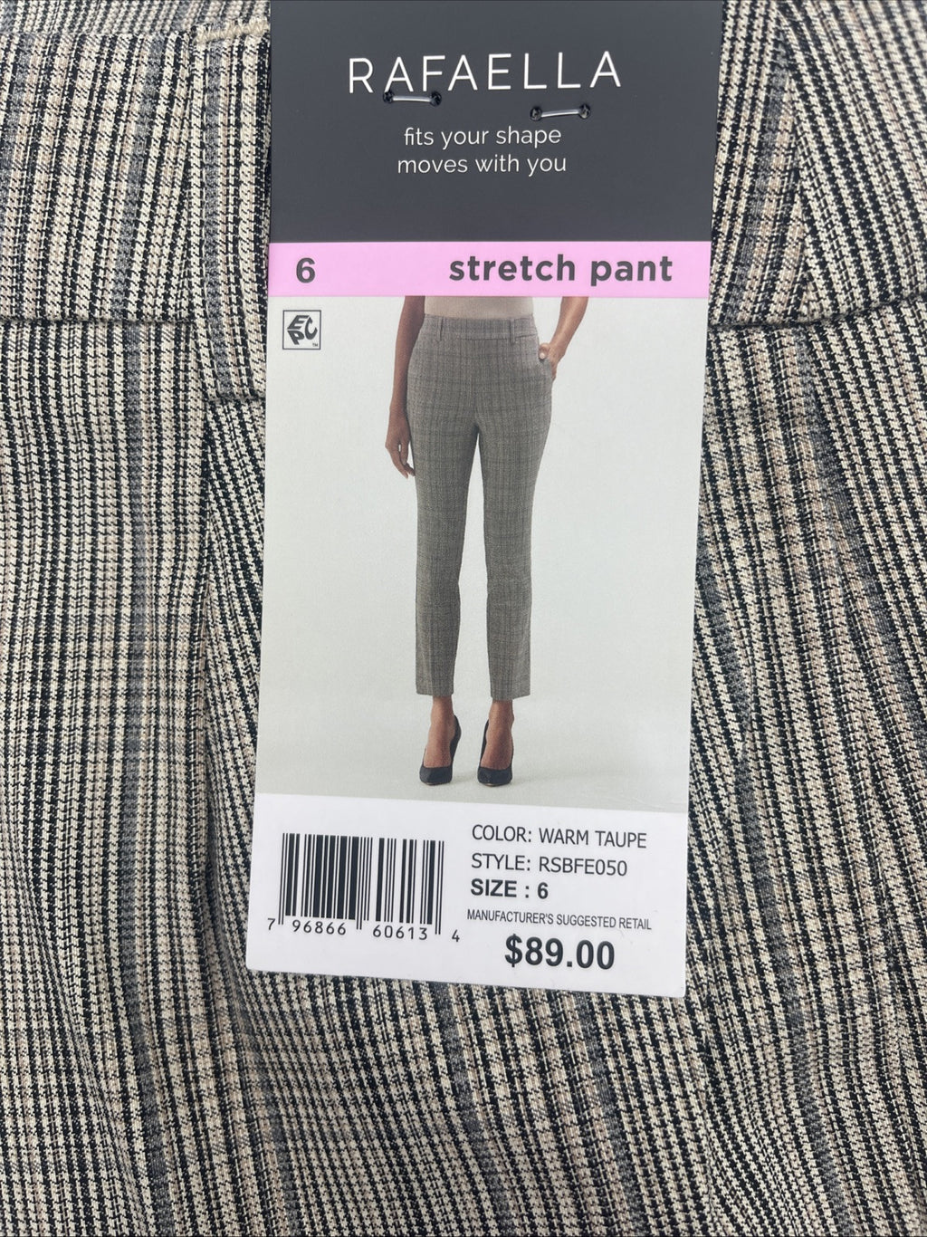 Rafaella Women’s Pull-On Belt Loops Functional Pockets Stretch Ankle Pant Size 6